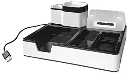 monolith 190MO003DW - Multifunktionaler Design Schreibtisch Organizer mit Smartphone Ladestation, in Hochglanz schwarz/weiß