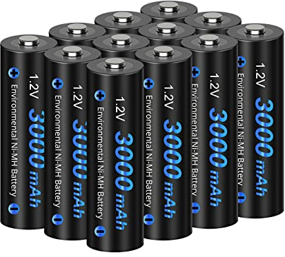 CITYORK 12 Pack 3000mAh 1.2 V AA Ni-MH Batterie ricaricabili per luci solari con custodia