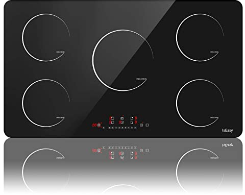 Piano Cottura a Induzione 9300W da Incasso, Fornello ad Induzione in Vetroceramica a 5 Piaste, Nero (5 Fornelli - L90cm)