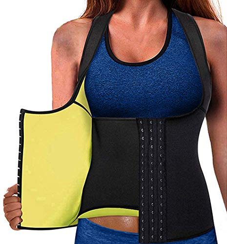 Memoryee Mujer Sauna Deportivo Chaleco Neopreno Faja Reductora Corsé Entrenamiento Cintura Cinturón Fitness Sudor Caliente Chaleco/Black/XL