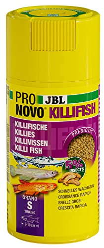 JBL PRONOVO KILLIFISH GRANO, Hauptfutter für Killifische von 3-10 cm, Fischfutter-Granulat, Klickdosierer, Größe S, 100 ml