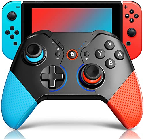 ISENPENK Controller Switch, Wireless Pro Controller per Switch con Funzione Risveglio, Gamepad Bluetooth Maniglia Remote con Macro/Turbo/Gyro Axis/Dual Shock/Luce RGB