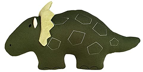 PETIT ALO Cojín Decorativo Infantil Forma Dinosaurio Color Verde | Almohada para Cama o Cuna Dino 56x36 cm Decoración Cuarto Niños