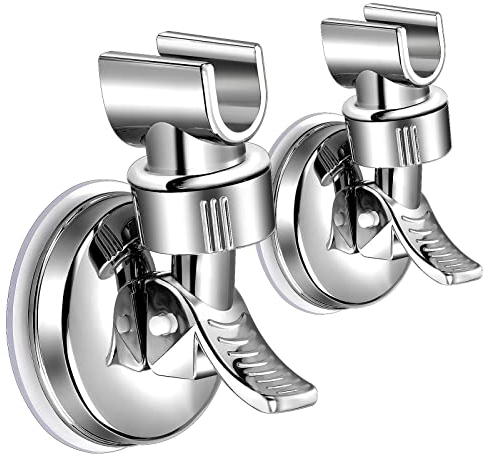 2PCS Shower Head Holder Adjustable Removable Shower Wall Holder Bracket Suction Cup Shower Head Bracket No Drilling for Home Hotel Bathroom