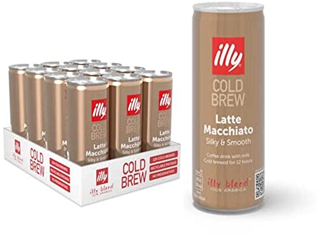 illy Cold Brew Kaffee, Latte Macchiato, trinkfertig, Eiskaffee, 12 x 250 ml Dose