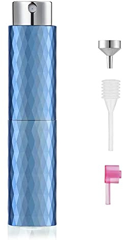 Toureal 8ml Aluminium Parfüm Zerstäuber Nachfüllbar Leer, Reise Parfümzerstäuber für Damen und Herren, Reisezerstäuber Flasche für unterwegs (Blau)
