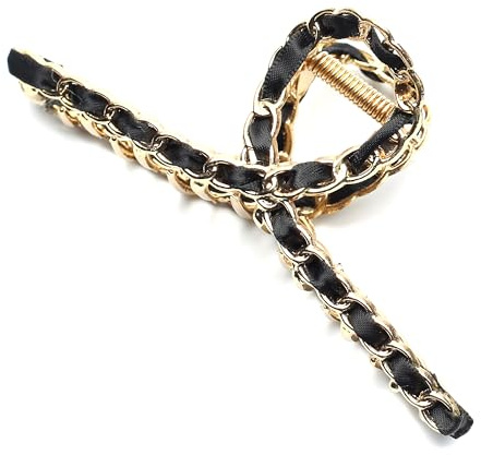 QinGoo Groß Kreuz Metallisch Haarklammer Klauen Haarspange Schöne Damen Haarschmuck Elegant Haar-Accessoire 1 stück, 11.5cm*4.3cm, Schwarz