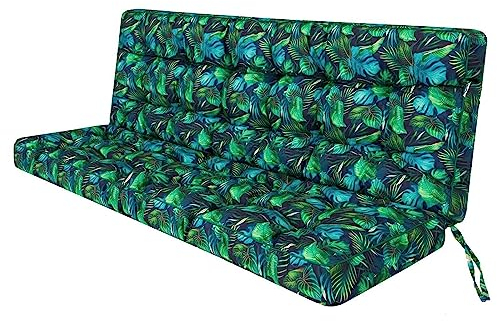 shivler Kissen für Hollywoodschaukel und Gartenbank Gartenkissen Gartenbankauflage Bankauflage Bankkissen Garten Gartenmöbel Schaukelkissen (180 cm, Blaues Bläter)