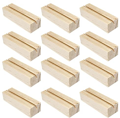 Mesybveo 12 Pezzi Segnaposto Legno di Faggio, Porta carte menu in legno di faggio, Portacarte di posizione, Clip per foto, Portaposizione in legno, per matrimoni, ristoranti, conferenze