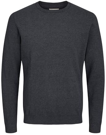 JACK & JONES Pull Basique pour Homme Grande Taille, Gris foncé mélangé, XXXXL