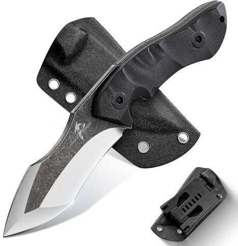 Purple Dragon Outdoor Messer Survival, Full Tang mit G10 Griff, Feststehende Klinge aus D2 Stahl, Camping Messer Kydex Scheide,Geschenk für Männer