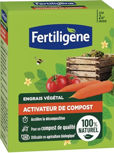 FERTILIGENE FACOMP12 - Engrais Végétal Activateur de Compost 1,2 kg - Accélère la décomposition des déchets types légumes et fruits - Pour un compost riche en éléments nutritifs - Jusqu'à 2m² environ