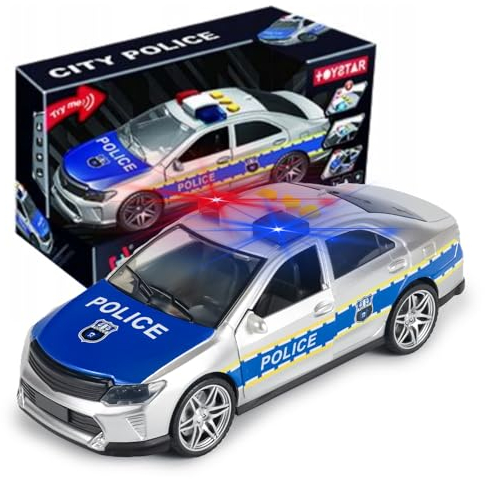 CELMAN Polizeiauto Spielzeug 1:14 mit Reibungsantrieb, Sound und Licht - Großes Spielzeugauto für Kinder ab 3 4 5 6 7 8 Jahren