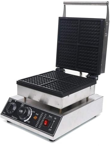 AuLYn Electric Waffle Maker Machine, 2000W Commercial Stainless Steel Square Waffle Maker, Non-Stick Coating & Easy Clean, 50~300℃ Temperature and Time Control