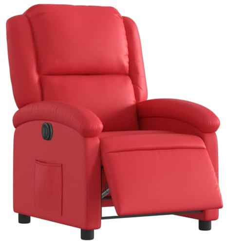vidaXL Elektrisk reclinerfåtölj röd konstläder, fåtölj, fåtölj med uppresningshjälp, reclinerstol, fåtöljer, fåtöljer med uppresningshjälp