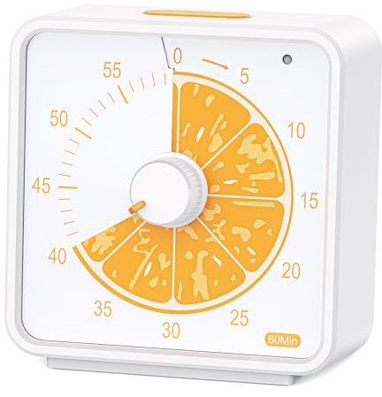 Conchstar 60-Minuten-Visueller Timer für Kinder - Countdown für Klassenzimmer, Schreibtisch und Studium - Time Manager Tool mit Fruchtmuster (Orange)