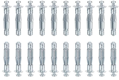 DTGN M5x52mm Hollow Wall Anchors - 30 Pack - Good for Hollow Wall Plaster Walls - Carbon Steel Hollow Drywall Anchors Screws, Silver