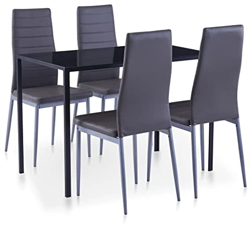 LAPOOH 5-TLG. Essgruppe, Esstisch Mit Stühlen, Esstischgruppe, Esszimmergruppe,Küchentisch Mit Stühlen, Tischgruppe, Esstisch, Grau