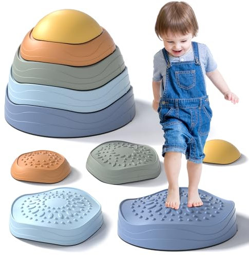 Lehoo Castle Stepping Stones Kids, Toddler Sensory Toys for Autism, Balance Stepping Stones Obstacle Course, Non-Slip Outdoor Toys for Kids Age 3-5