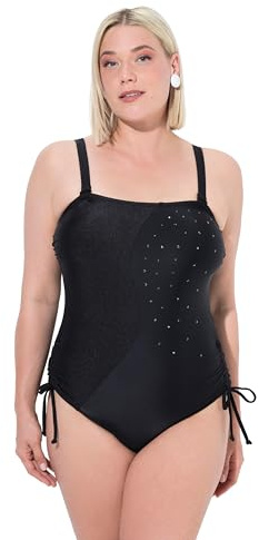 Ulla Popken Women's Olivia Shiny Matt Mix Swimsuit, Black, 16