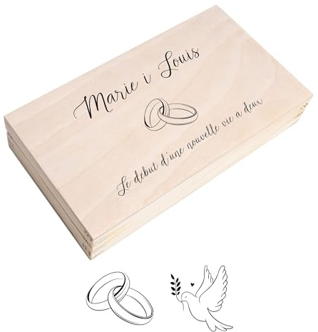 Creative Deco Holzbox Spardose Holzkiste Personalisiert Geschenk Hochzeit | 18 x 10 x 3,5 cm | Geldgeschenke Geldkassette Holz Geschenkbox Aufbewahrungsbox