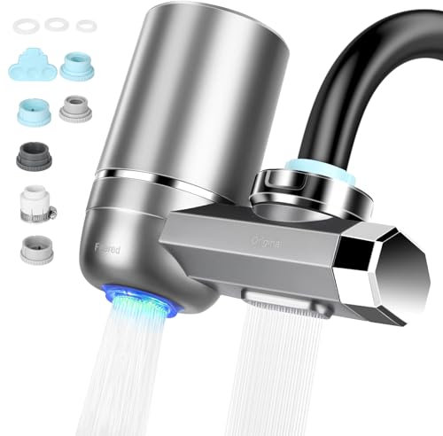 Wasserfilter Trinkwasser Mit Blaulicht,Zwei Kanäle Kesselstein Inhibitor-Patrone Kalkschutz Wasserfilter für Entfernt Chlor,entfernt Chlor, Schwermetalle und schlechten Geschmack (Inkl. Filter*1)