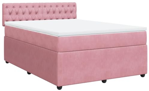vidaXL Boxspringbett mit Matratze Rosa 140x200 cm Samt