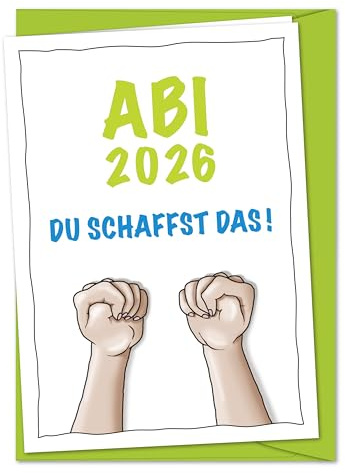 bernsteinfee-CARDS Karte Abitur 2026 - Du schaffst das Karte in XL-Größe zum Glück wünschen und Daumen drücken, Grußkarte viel Erfolg für‘s Abi 2026 - inkl. Umschlag (DIN A5)