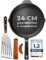 TECOR Gusseisenpfanne induktion 24 cm geschliffen, universell, natürlich - Langlebige Pfanne Gusseisen 24 cm - Antihaft Gusspfanne Induktion einfach, top Qualität - Cast iron pan induction