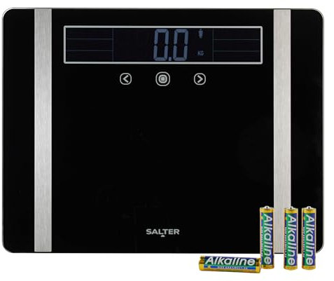 Salter Extra Wide Analyser Bathroom Scale – Electronic Digital Bodyweight, Body Fat Scale, 250kg/39st 6lb, Athlete Mode, LCD Easy Read Display, Instant Readings, Includes Carpet Feet & Batteries