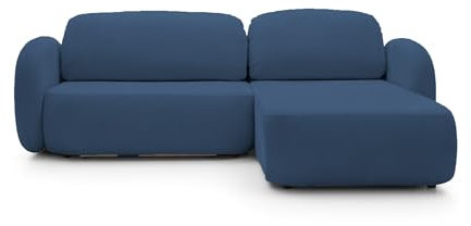 DomoHome Ecksofa OLIO L-Form Mit Schlaffunktion 138x210cm Bettkasten und Lose Rückenkissen – Komfortable Schlafcouch für Wohnzimmer Freistehend Rechte Seite 248x174x86cm BLAU