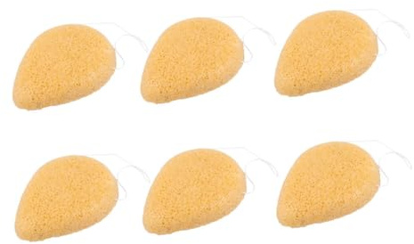 Esponja Limpiadora Facial Natural 6 Piezas Amarilla | Exfoliación Diaria Delicada, Biodegradable y Vegana, Ayuda a Mantener la Piel Limpia