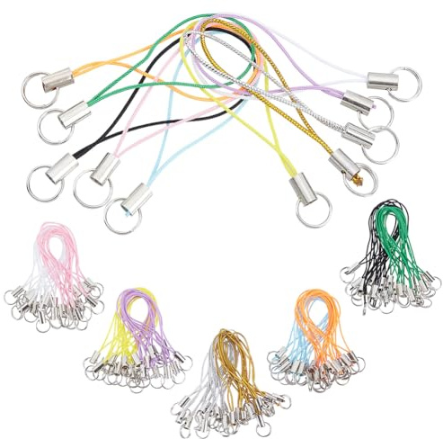 GORGECRAFT 200pz 10 Colores Correas de Llavero para Teléfono Móvil Dividido Dijes Cordón Colgante Cuerda Desmontable Accesorios