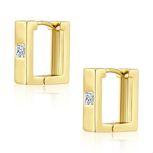 ALEXCRAFT 14K Vergoldet Ohrringe Kleine Zirkonia Creolen für Damen Frauen