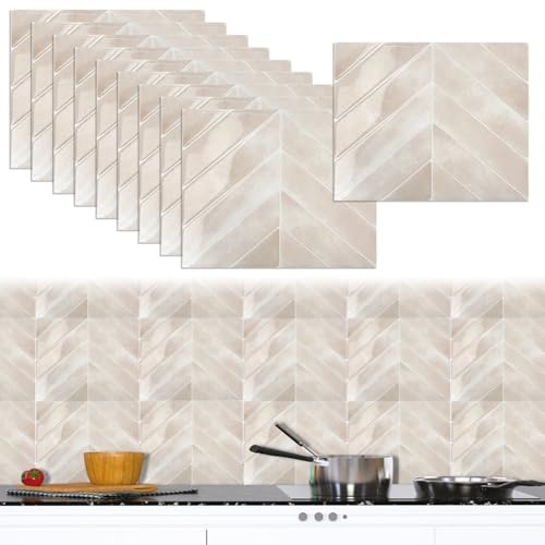 Occzin: 10 adhesivos 3D para azulejos de color mármol, autoadhesivos, resistentes al agua y al calor, 29 x 22,9 cm, para cocina y baño