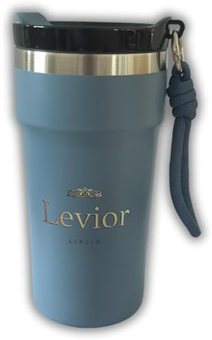 Levior Insulated Travel Mug | 500ML Stainless Steel Coffee Flask | Dishwasher Safe & Leakproof | Thermal Mug for Hot & Cold Drinks | Reusable Coffee Cup for Office, Travel, Camping, Outdoors (Blue_1)