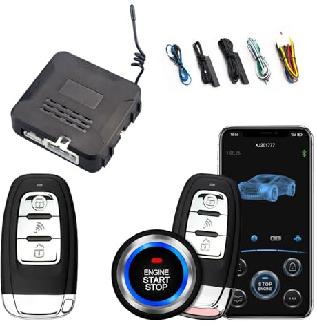 de Alarma y Arranque Remoto Seguridad Inicio Coche Empuje a la Cerradura Segura Parada del Motor con Control teléfono para automóvil