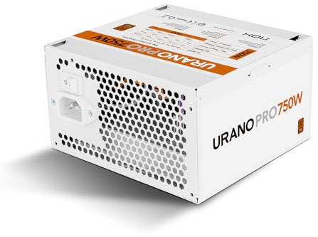 NOX XTREME PRODUCTS URANO Pro 750 W 80 PLUS White Bronze – ATX-nätaggregat med tyst 120 mm PWM-fläkt, heltäckande skydd (OVP, UVP, OPP, SCP, OTP), aktiv PFC och platta kablar