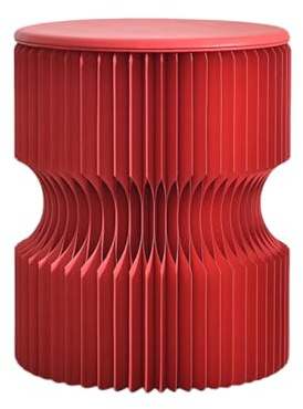 JS Space Sgabello Pieghevole in Carta Kraft Rotondo Design a Fisarmonica Portatile per Uso Domestico & Commerciale Red 40cm/15.75in
