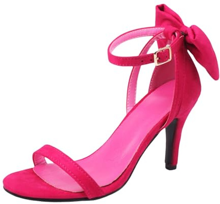 Rempumps dam svart – vita pumps dam eleganta sommarskor rosett rempumps läder casual sandaler lätta bekväma högklackade skor andas eleganta sandaler, Het rosa, 42 EU