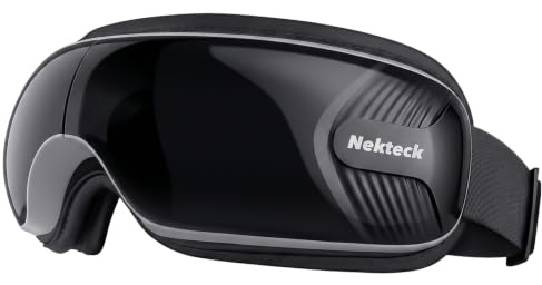 Nekteck Augenmassagegerät, Massagebrille mit Wärmefunktion und Luftdruckmassage zur Entspannung müder Augen, Augenpflege für Zuhause und unterwegs