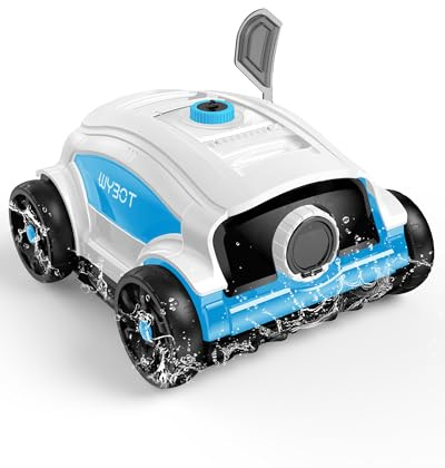 WYBOT Osprey 300II Robot Limpiafondos Piscina Automatico con Batería, Sin Cable, Aspirador Piscina para Piscinas Desmontables 100 m², Motores Dobles, Boquilla Ajustable, 120 Min (Blanco Azul)
