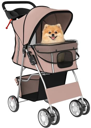 PawHut Hundewagen Hundebuggy Faltbar für kleine Hunde bis 10kg Kaffee