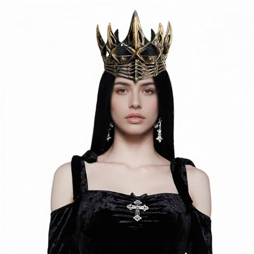Halloween Rabenkrone Gothische Königin Krone Königskrone Männer Schaumstoff Prinzen-Diadem Dark Fantasy Stil Kostüm Accessoire Erwachsene Cosplay Krone für Cosplay Geburtstag Hochzeit Party