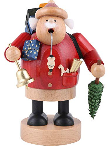 KWO Smoking Man Figurine, Father Christmas, 18 cm, Wood, Multicolour, One Size
