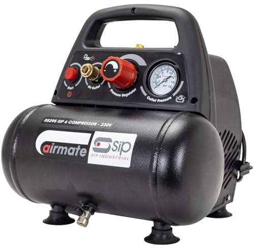 SIP Airmate Air Compressor Portable Oil-Free Direct Drive, 230V 6L 1.5hp 1.1kW 116psi 8 Bar 6.4CFM