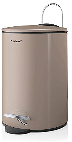 blomus -TUBO- Pedalhink av pulverlackerat stål, taupe, 3 l kapacitet, smart stängningssystem, avtagbar hink, exklusiva badrumstillbehör (H/B/D: 24,5 x 17 x 17 cm, taupe, 68890)