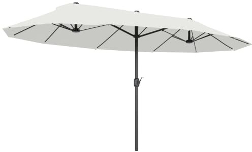 Outsunny Doppelsonnenschirm 455x265cm UV Schutz mit Handkurbel Beige
