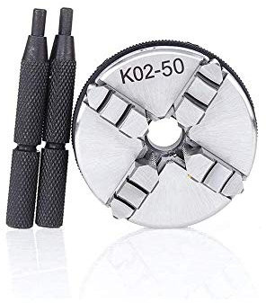 50 mm Mini-Bohrmaschine, Drehbohrfutter, 4 Backen, reversibel, selbstzentrierend, M14 Gewindemontage, Drehfutter mit Sicherungsstangen K02–50 und 2 x Sicherungsstange