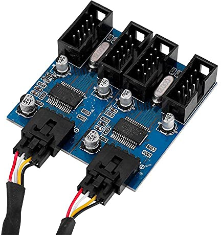 Bewinner USB Motherboard Header, 9 poliger USB Header Stecker 1 bis 4 Extender Splitterkabel, Computerkabel Verbindungsstecker